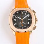 Swiss Replica Patek Philippe Aquanaut  42.2mm Rose Gold Orange Strap